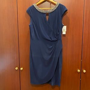 NWT Alex Evening deep blue/purple beaded dress